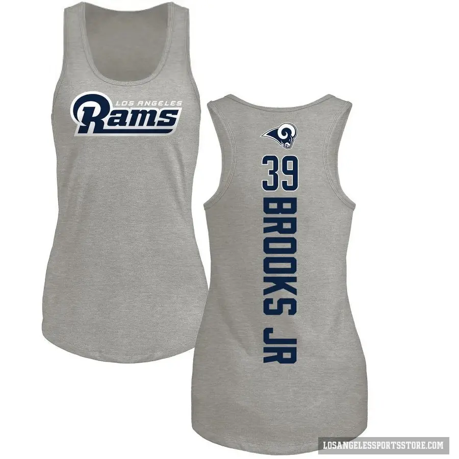 Women's ＃39 Antoine Brooks Jr. Los Angeles Rams Ash Backer Tank Top