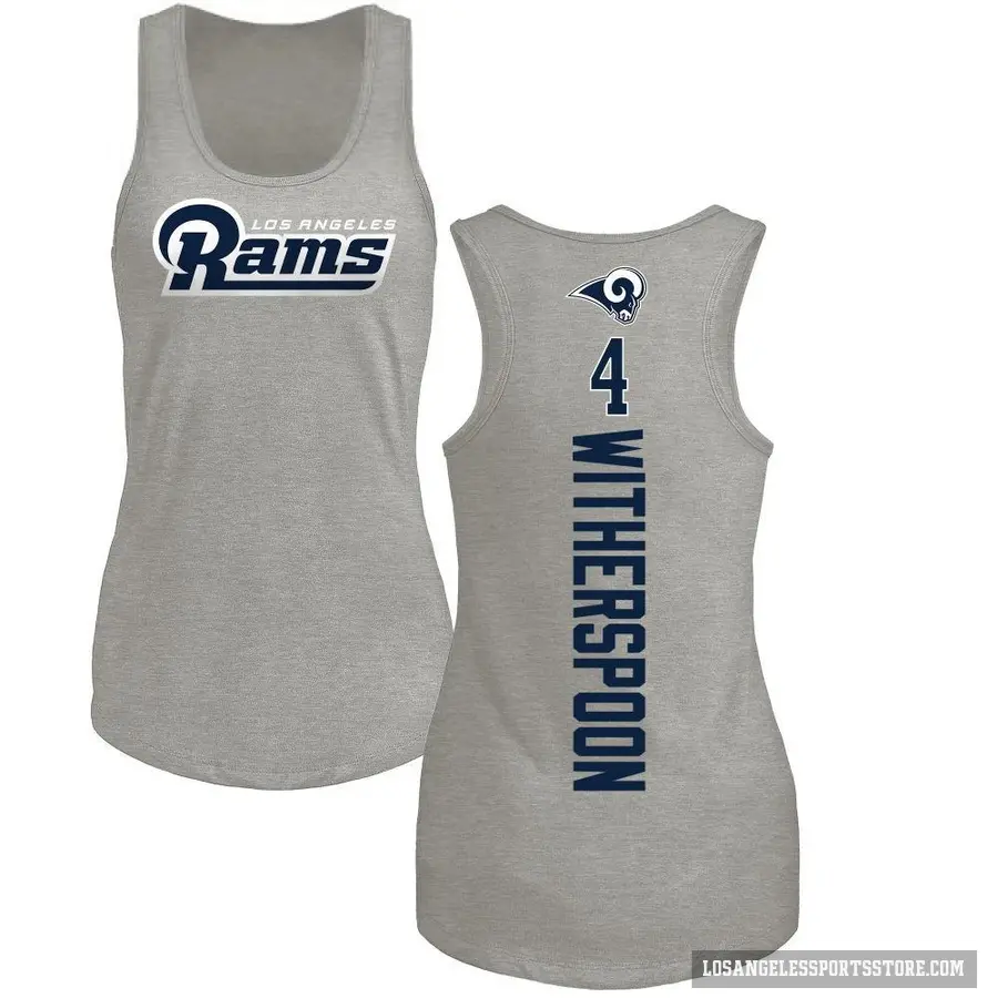 Women's ＃4 Ahkello Witherspoon Los Angeles Rams Ash Backer Tank Top