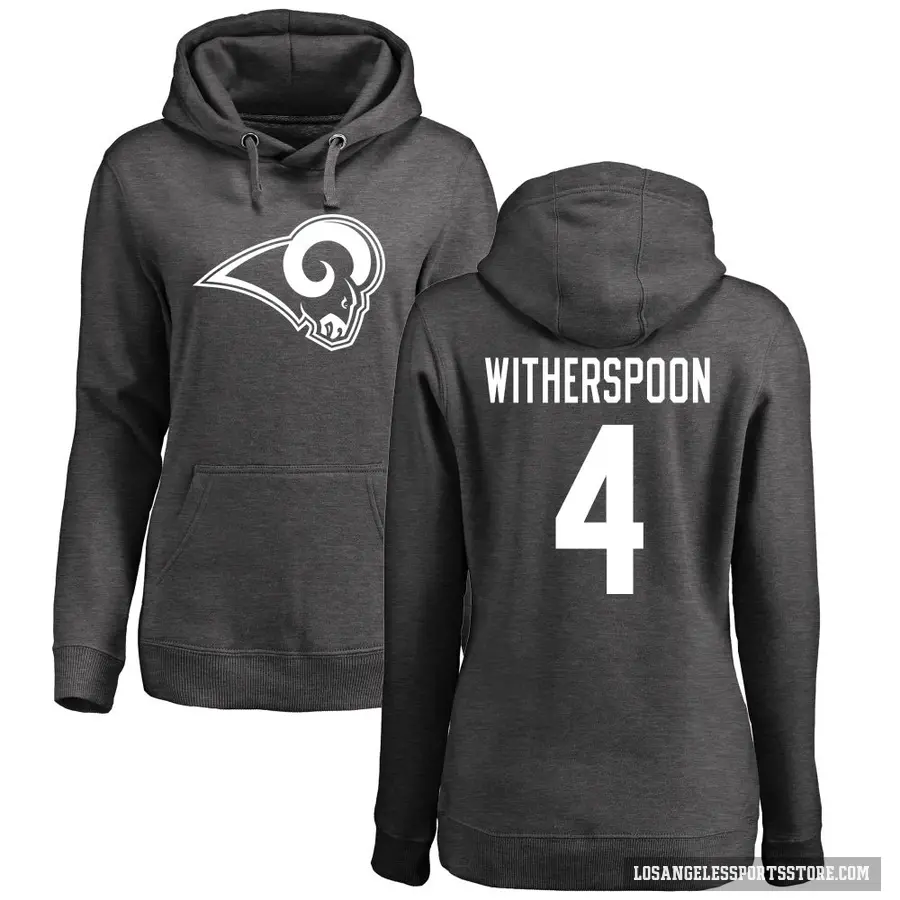 Women's ＃4 Ahkello Witherspoon Los Angeles Rams Pro Line by Branded Ash One Color Pullover Hoodie