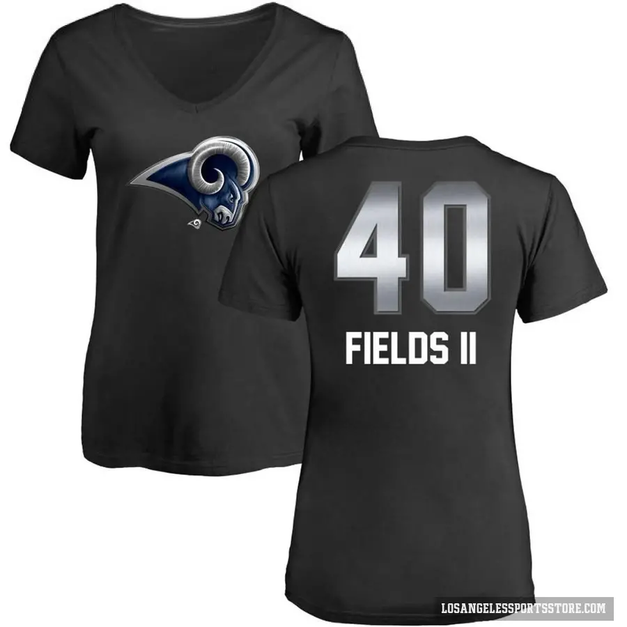 Women's ＃40 Tony Fields II Los Angeles Rams Black Midnight Mascot T-Shirt