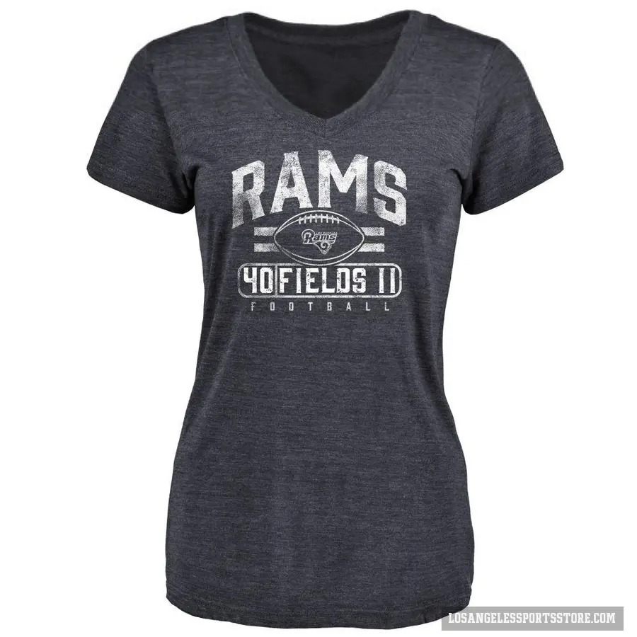 Women's ＃40 Tony Fields II Los Angeles Rams Navy Flanker T-Shirt