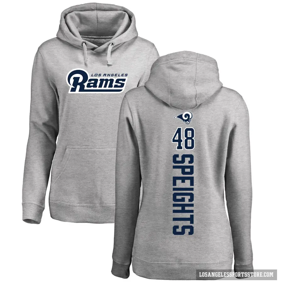 Women's ＃48 Omar Speights Los Angeles Rams Pro Line Ash Backer Pullover Hoodie