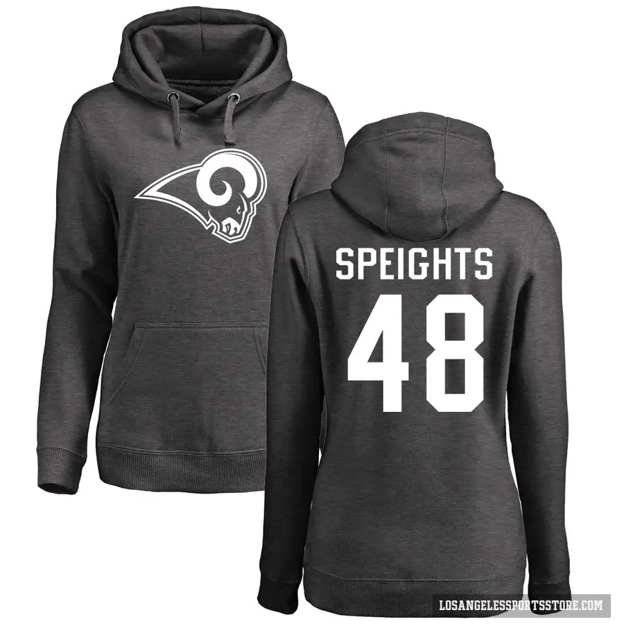 Women's ＃48 Omar Speights Los Angeles Rams Pro Line by Branded Ash One Color Pullover Hoodie