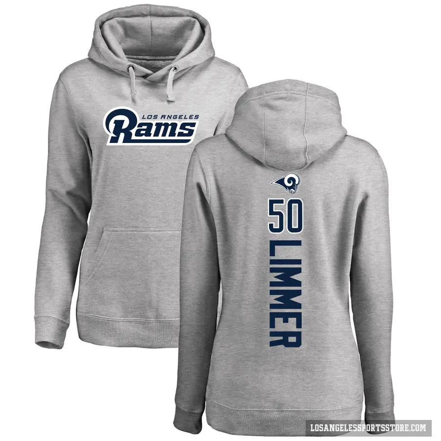Women's ＃50 Beaux Limmer Los Angeles Rams Pro Line Ash Backer Pullover Hoodie