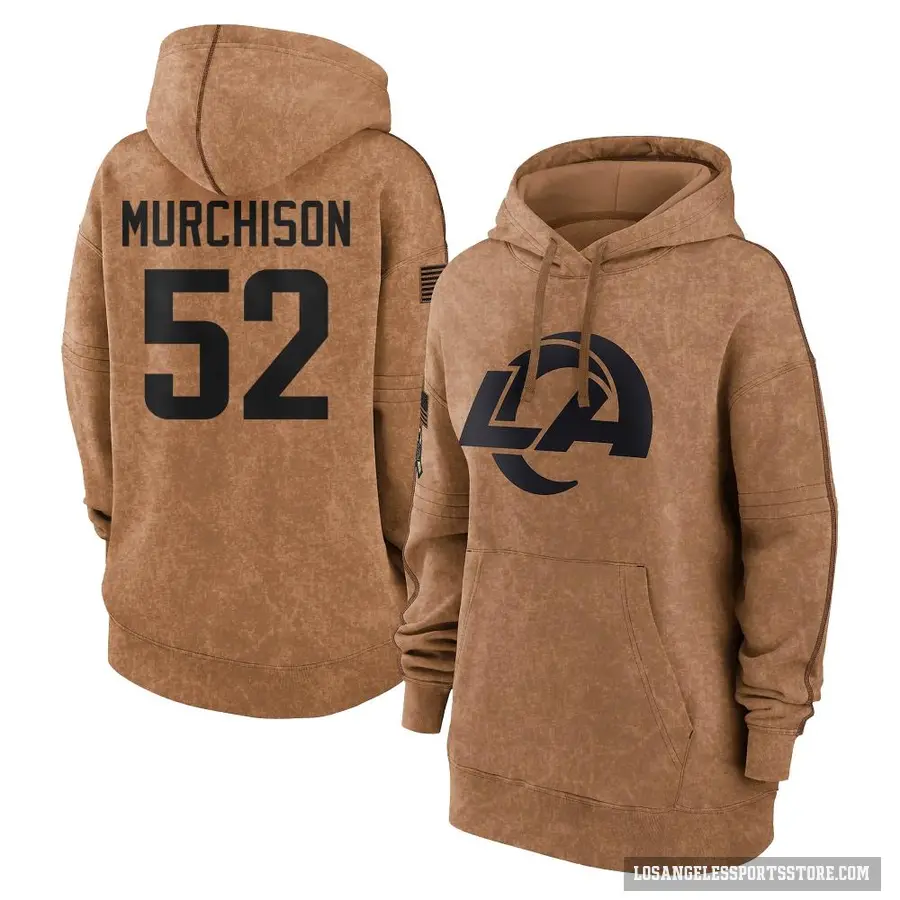 Women's ＃52 Larrell Murchison Los Angeles Rams Brown 2023 Salute To Service Pullover Hoodie