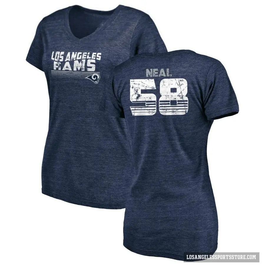 Women's ＃58 Elias Neal Los Angeles Rams Navy Retro V-Neck T-Shirt
