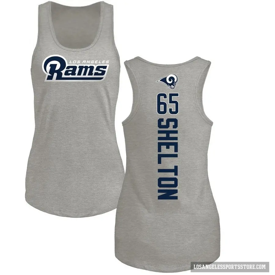 Women's ＃65 Coleman Shelton Los Angeles Rams Ash Backer Tank Top