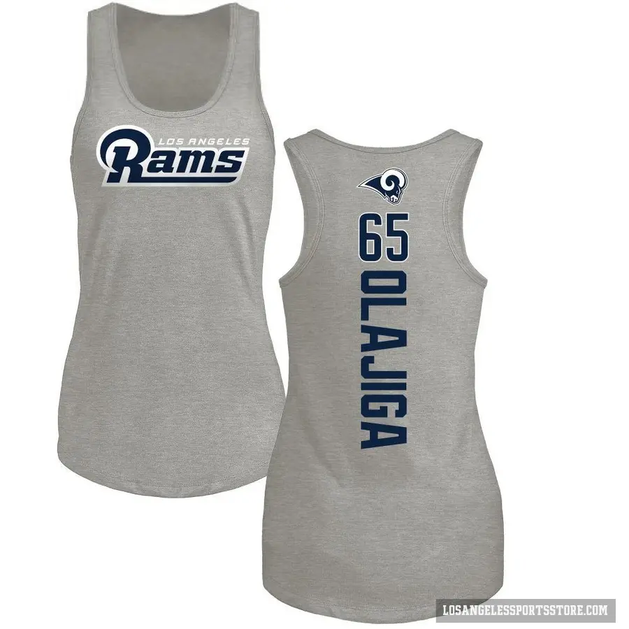 Women's ＃65 David Olajiga Los Angeles Rams Ash Backer Tank Top