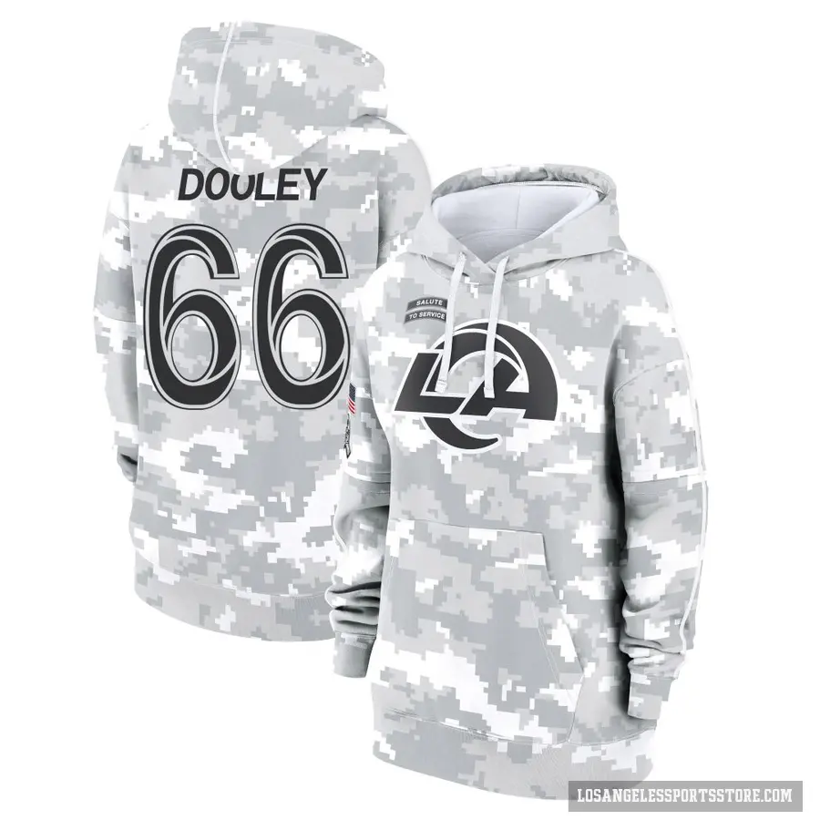 Women's ＃66 Ben Dooley Los Angeles Rams Arctic Camo 2024 Salute to Service Club Fleece Pullover Hoodie