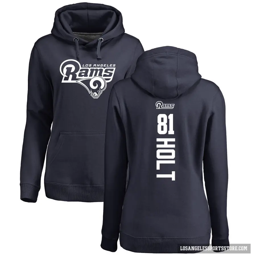 Women's ＃81 Torry Holt Los Angeles Rams Navy Pro Line Backer Pullover Hoodie