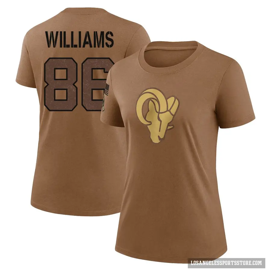Women's ＃86 Mario Williams Los Angeles Rams Brown 2023 Salute To Service Performance T-Shirt