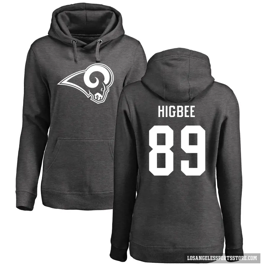 Women's ＃89 Tyler Higbee Los Angeles Rams Pro Line by Branded Ash One Color Pullover Hoodie
