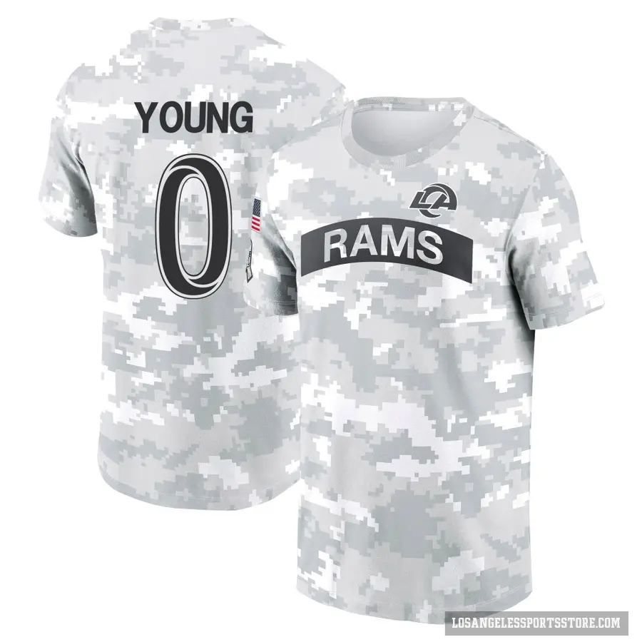 Youth ＃0 Byron Young Los Angeles Rams Camo Arctic 2024 Salute to Service Performance T-Shirt