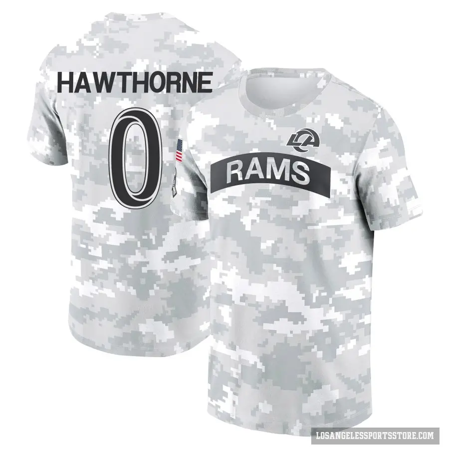 Youth ＃0 Decarius Hawthorne Los Angeles Rams Camo Arctic 2024 Salute to Service Performance T-Shirt