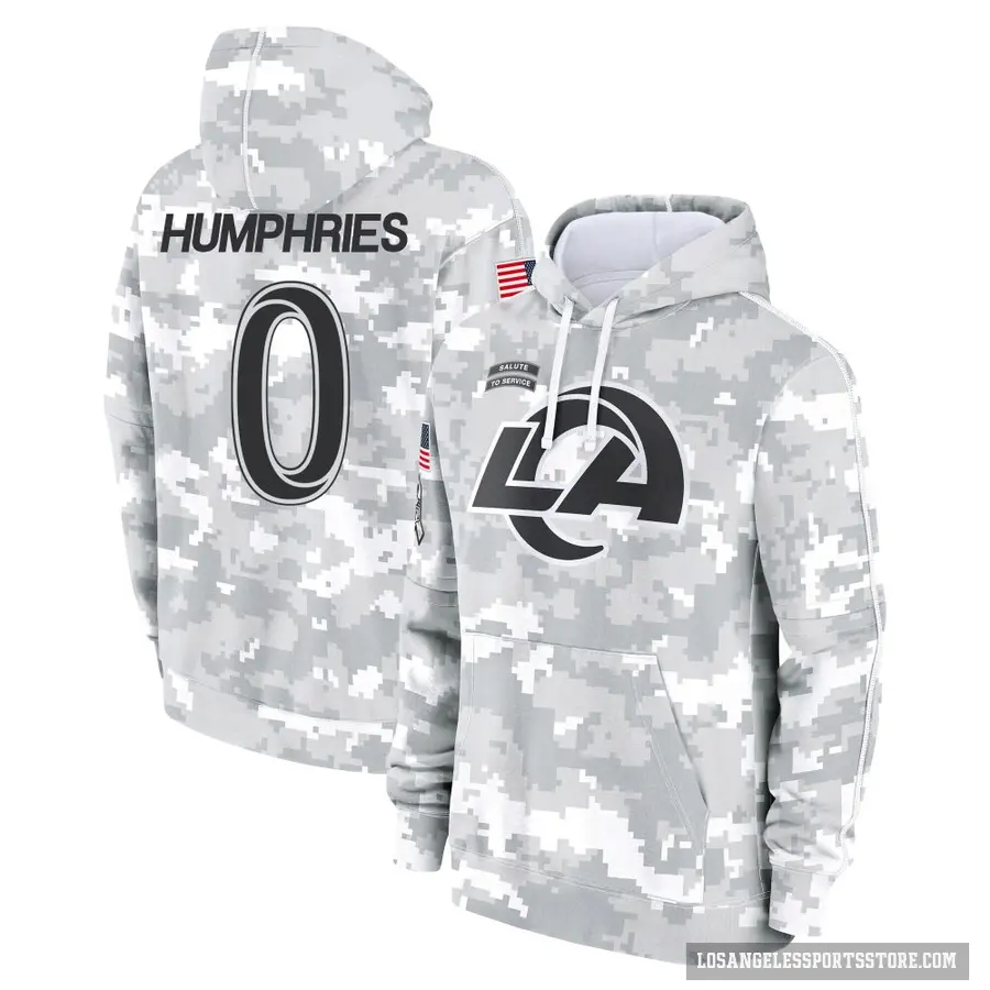 Youth ＃0 D.J. Humphries Los Angeles Rams Arctic Camo 2024 Salute to Service Club Fleece Pullover Hoodie