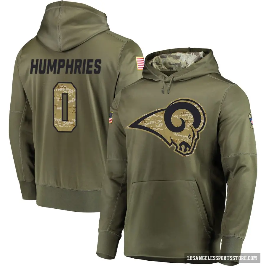 Youth ＃0 D.J. Humphries Los Angeles Rams Olive Salute to Service Pullover Hoodie