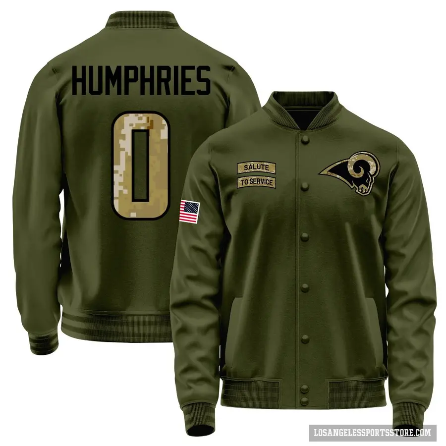 Youth ＃0 D.J. Humphries Los Angeles Rams Olive Salute to Service Sideline Performance Jacket