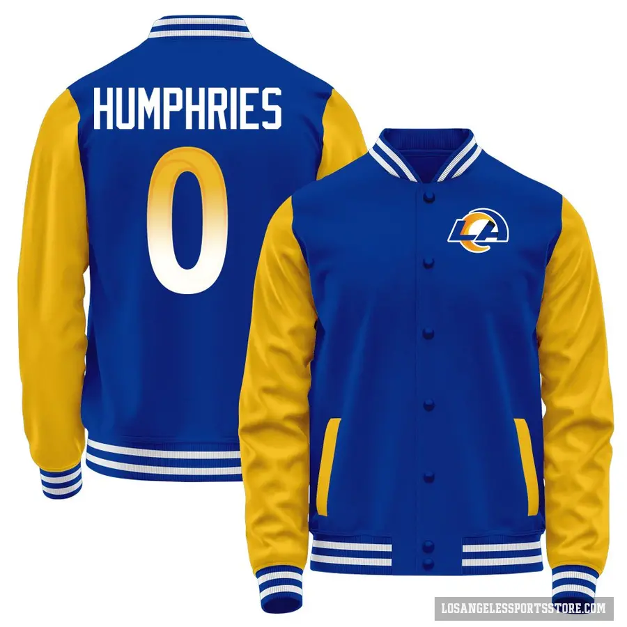 Youth ＃0 D.J. Humphries Los Angeles Rams Orange Blue Full-Snap Name & Number Jacket