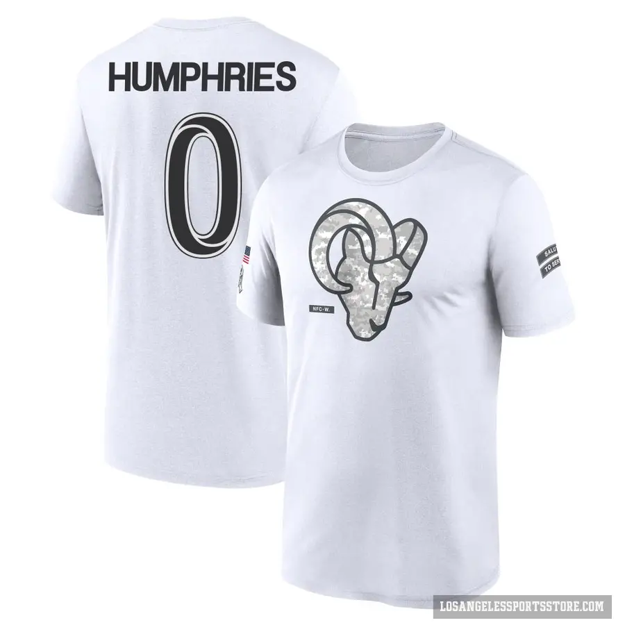 Youth ＃0 D.J. Humphries Los Angeles Rams White 2024 Salute to Service Performance T-Shirt