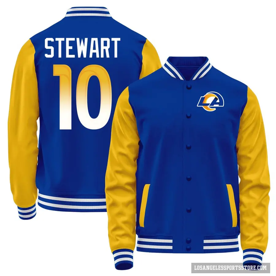 Youth ＃10 Josaiah Stewart Los Angeles Rams Orange Blue Full-Snap Name & Number Jacket