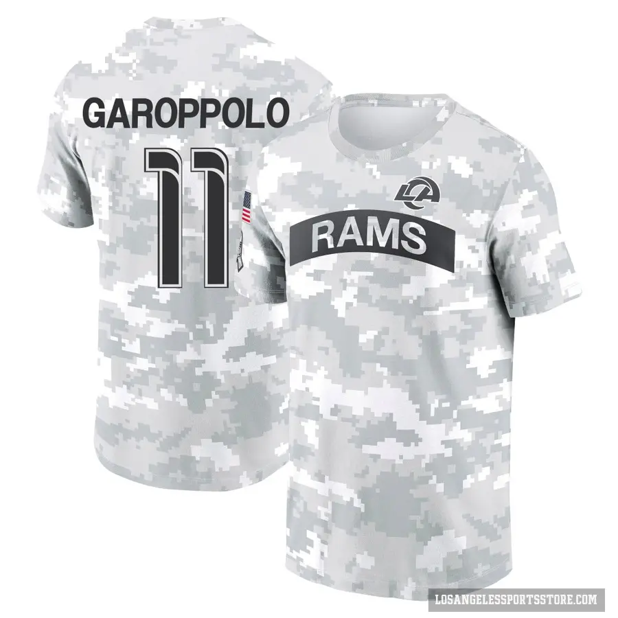 Youth ＃11 Jimmy Garoppolo Los Angeles Rams Camo Arctic 2024 Salute to Service Performance T-Shirt