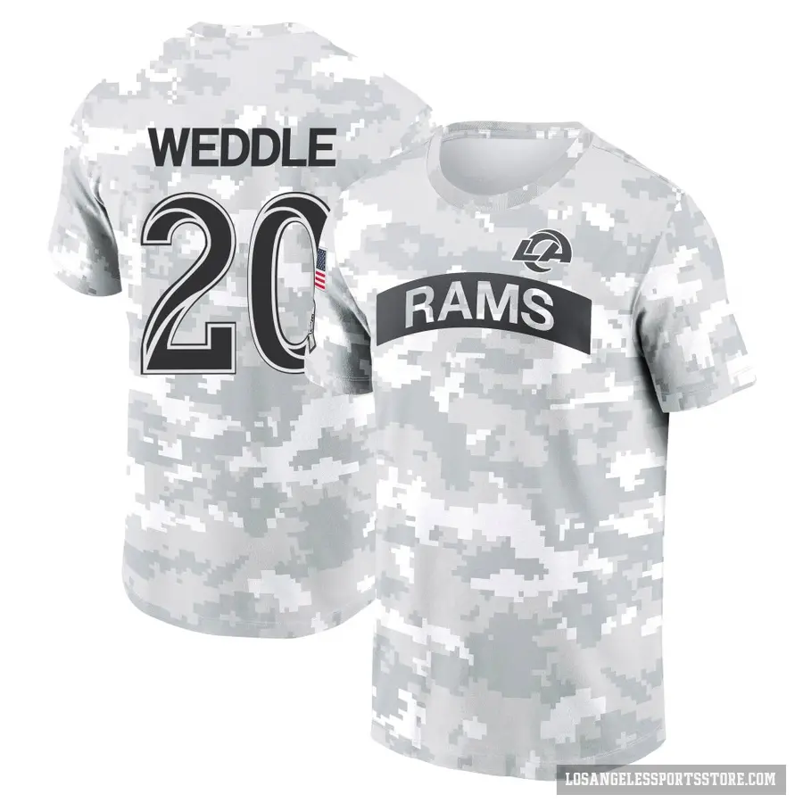 Youth ＃20 Eric Weddle Los Angeles Rams Camo Arctic 2024 Salute to Service Performance T-Shirt