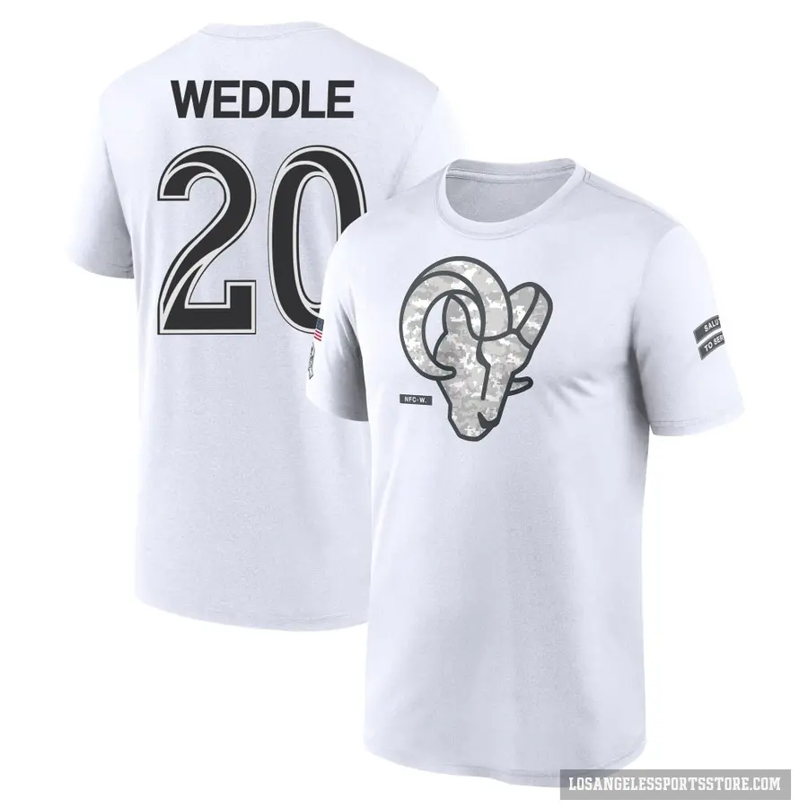 Youth ＃20 Eric Weddle Los Angeles Rams White 2024 Salute to Service Performance T-Shirt