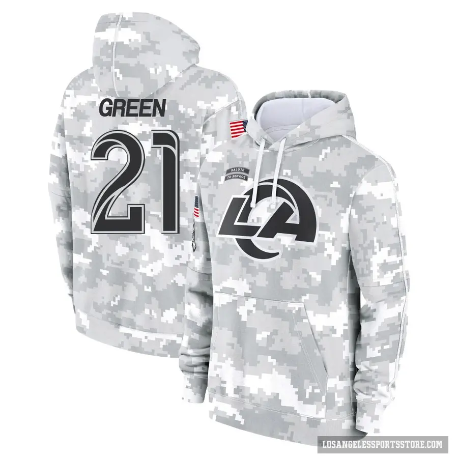 Youth ＃21 A.J. Green Los Angeles Rams Arctic Camo 2024 Salute to Service Club Fleece Pullover Hoodie