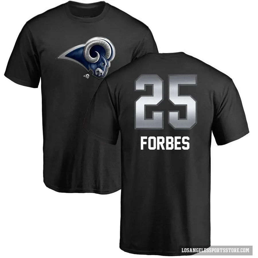 Youth ＃25 Emmanuel Forbes Jr. Los Angeles Rams Black Midnight Mascot T-Shirt