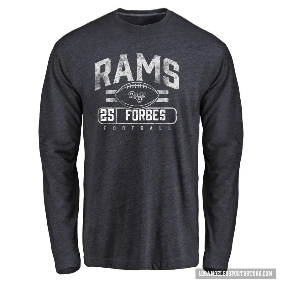 Youth ＃25 Emmanuel Forbes Jr. Los Angeles Rams Navy Flanker Long Sleeve T-Shirt