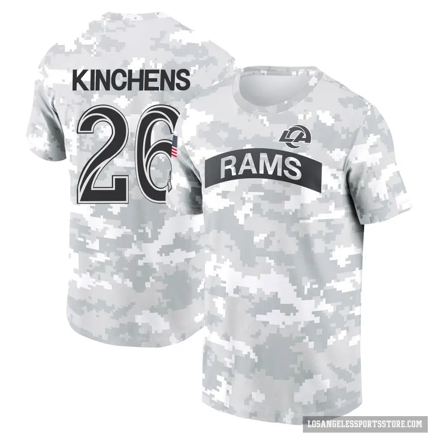 Youth ＃26 Kamren Kinchens Los Angeles Rams Camo Arctic 2024 Salute to Service Performance T-Shirt