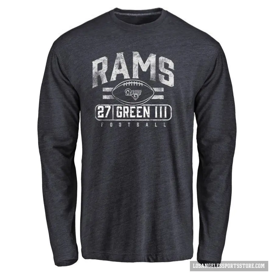 Youth ＃27 A.J. Green III Los Angeles Rams Navy Flanker Long Sleeve T-Shirt
