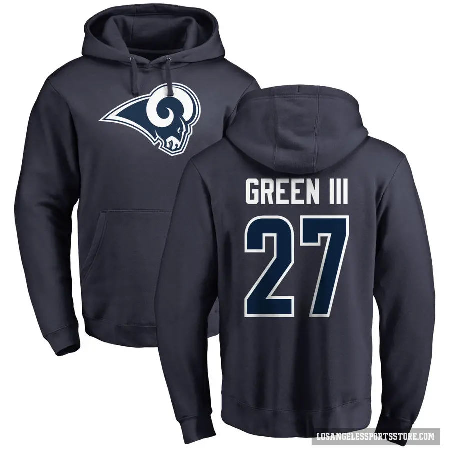 Youth ＃27 A.J. Green III Los Angeles Rams Navy Pro Line Name & Number Logo Pullover Hoodie