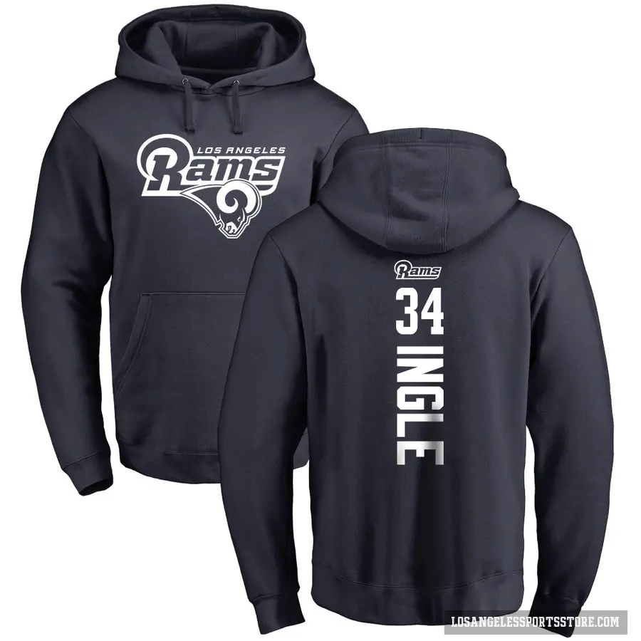 Youth ＃34 Tanner Ingle Los Angeles Rams Navy Pro Line Backer Pullover Hoodie