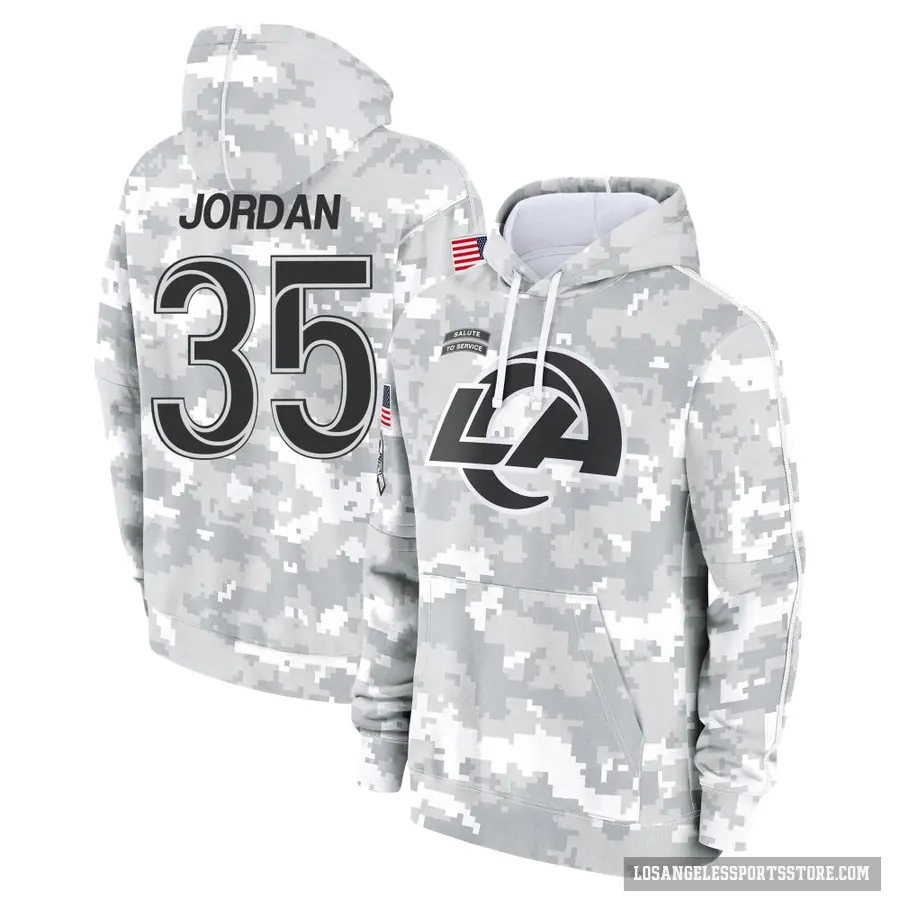 Youth ＃35 Michael Jordan Los Angeles Rams Arctic Camo 2024 Salute to Service Club Fleece Pullover Hoodie