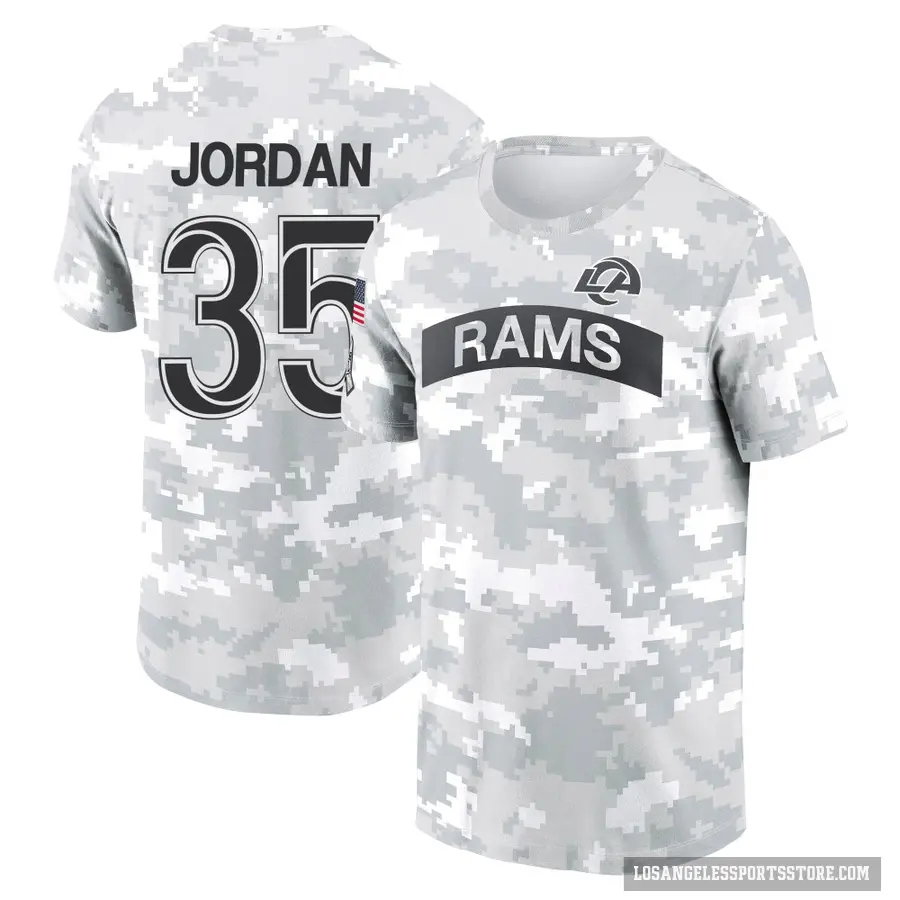 Youth ＃35 Michael Jordan Los Angeles Rams Camo Arctic 2024 Salute to Service Performance T-Shirt