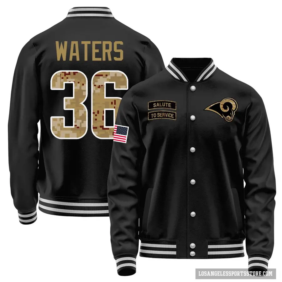 Youth ＃36 Jordan Waters Los Angeles Rams Black Salute to Service Sideline Performance Jacket