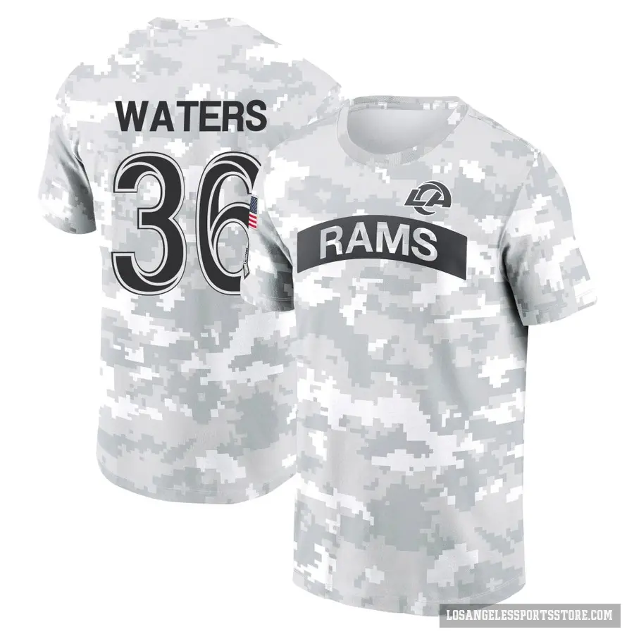 Youth ＃36 Jordan Waters Los Angeles Rams Camo Arctic 2024 Salute to Service Performance T-Shirt