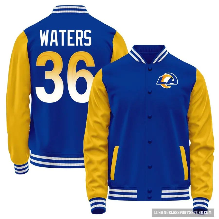 Youth ＃36 Jordan Waters Los Angeles Rams Orange Blue Full-Snap Name & Number Jacket