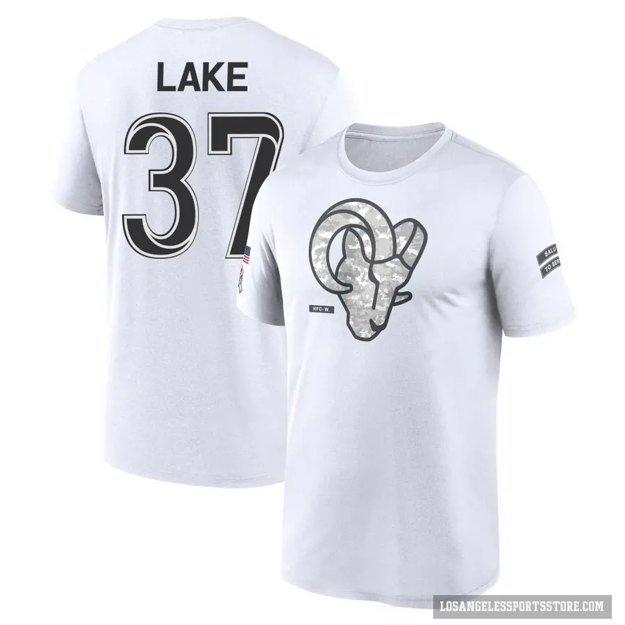 Youth ＃37 Quentin Lake Los Angeles Rams White 2024 Salute to Service Performance T-Shirt