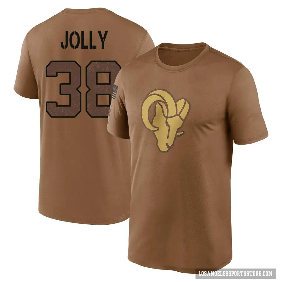 Youth ＃38 Shaun Jolly Los Angeles Rams Brown 2023 Salute To Service Performance T-Shirt