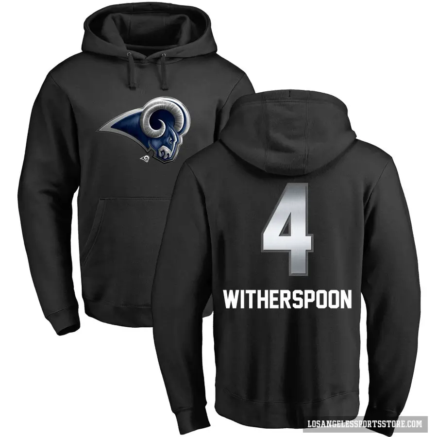 Youth ＃4 Ahkello Witherspoon Los Angeles Rams Black Midnight Mascot Pullover Hoodie