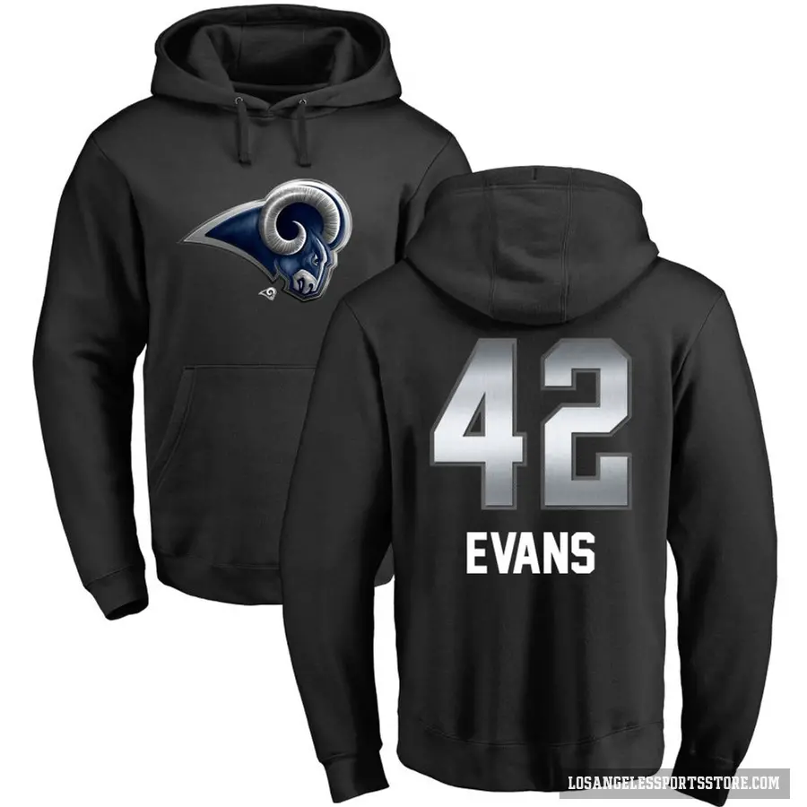 Youth ＃42 Ethan Evans Los Angeles Rams Black Midnight Mascot Pullover Hoodie