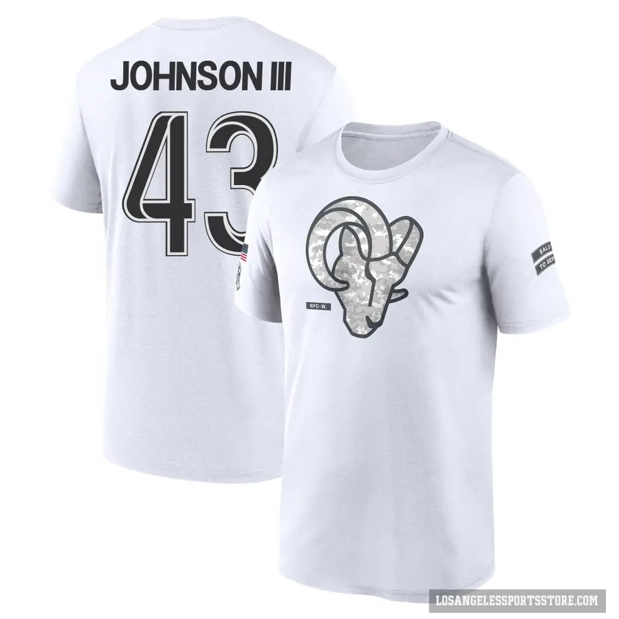 Youth ＃43 John Johnson III Los Angeles Rams White 2024 Salute to Service Performance T-Shirt