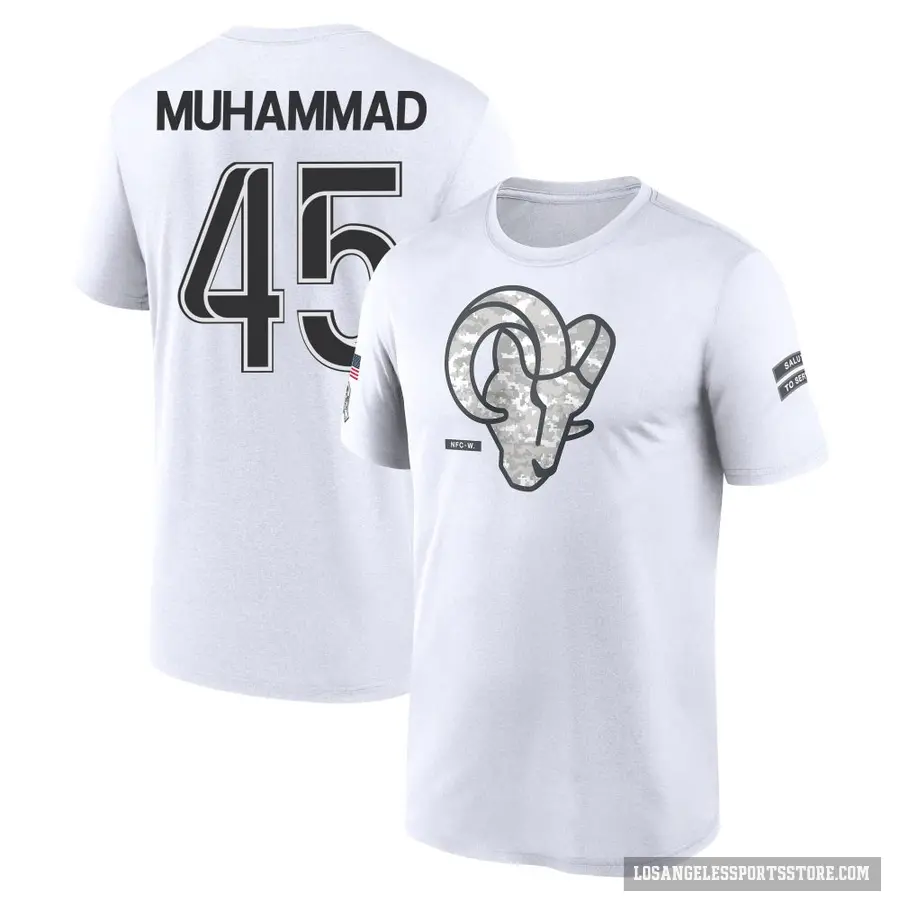 Youth ＃45 Jamil Muhammad Los Angeles Rams White 2024 Salute to Service Performance T-Shirt