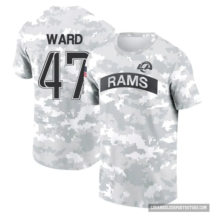 Youth ＃47 Alex Ward Los Angeles Rams Camo Arctic 2024 Salute to Service Performance T-Shirt