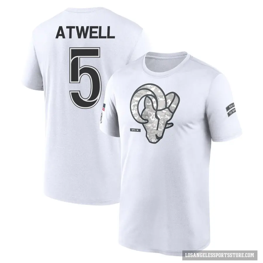 Youth ＃5 Tutu Atwell Los Angeles Rams White 2024 Salute to Service Performance T-Shirt