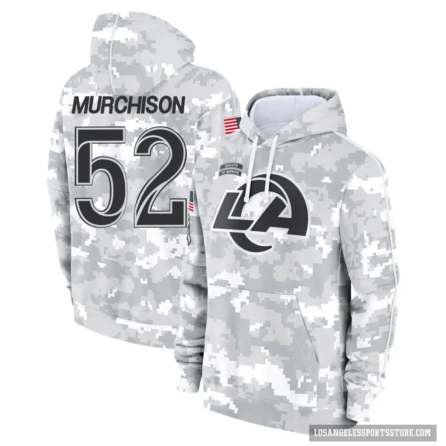 Youth ＃52 Larrell Murchison Los Angeles Rams Arctic Camo 2024 Salute to Service Club Fleece Pullover Hoodie