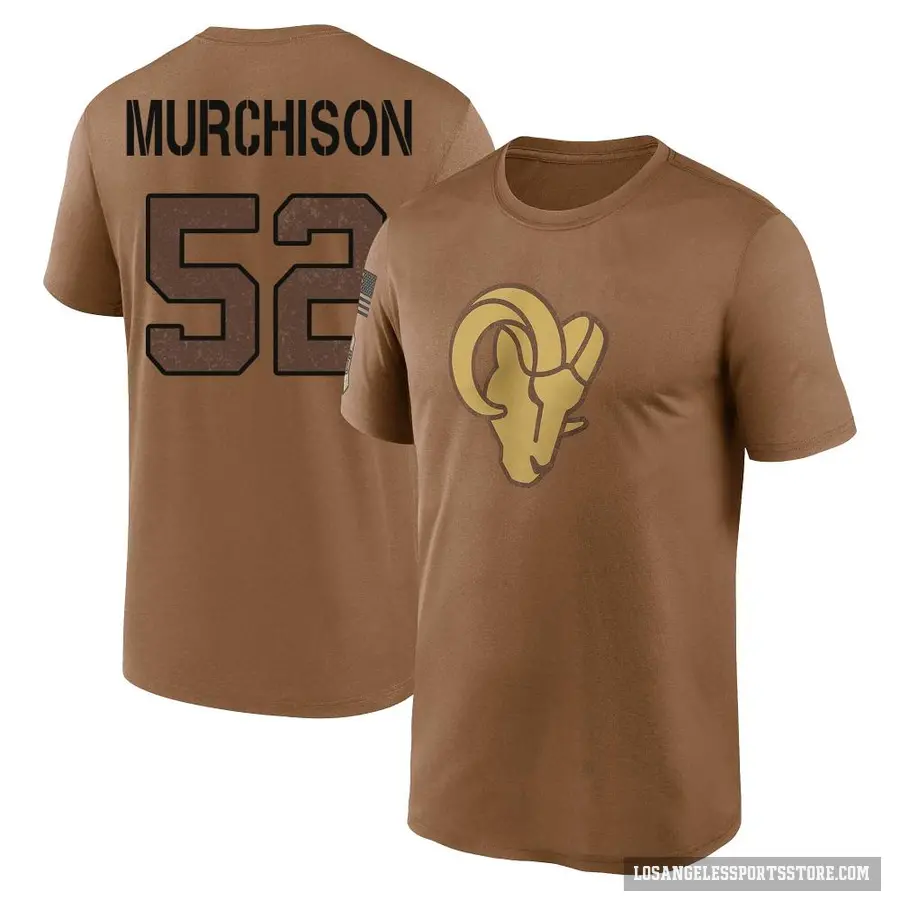 Youth ＃52 Larrell Murchison Los Angeles Rams Brown 2023 Salute To Service Performance T-Shirt