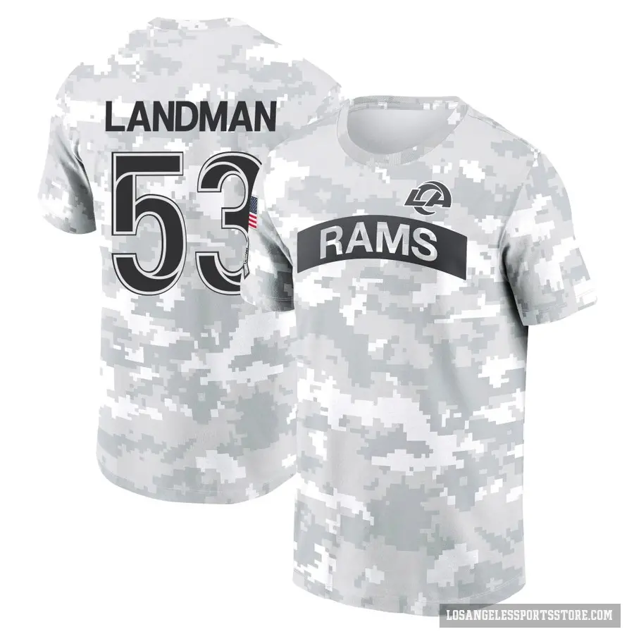 Youth ＃53 Nate Landman Los Angeles Rams Camo Arctic 2024 Salute to Service Performance T-Shirt